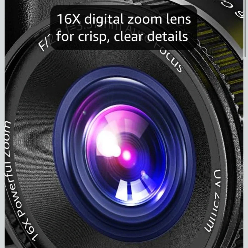 4K Ultra HD Black Digital Camera with Flip Screen